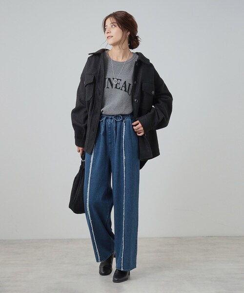 Cutie Blonde（キューティーブロンド）の「◆【あったか裏起毛】センターフリンジ イージーデニムパンツ（その他パンツ・レディース・ブルー系その他/ライトブルー・01/02/03/04）」の9枚目の写真