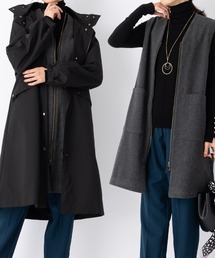 aunt lily（アントリリー）の「《2way》撥水 防風フーディコート ロングジレライナー ライナー付 軽量 通勤 冬服 セット ロングコート フード コート（モッズコート）」