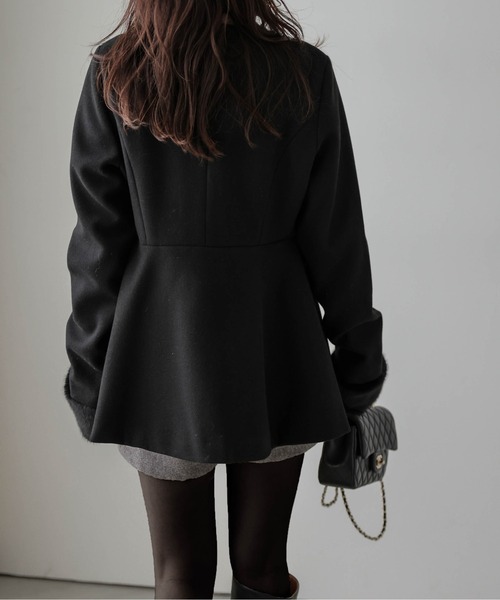 セール】エコファー 2wayペプラムコート（ノーカラーコート）｜SUGAR