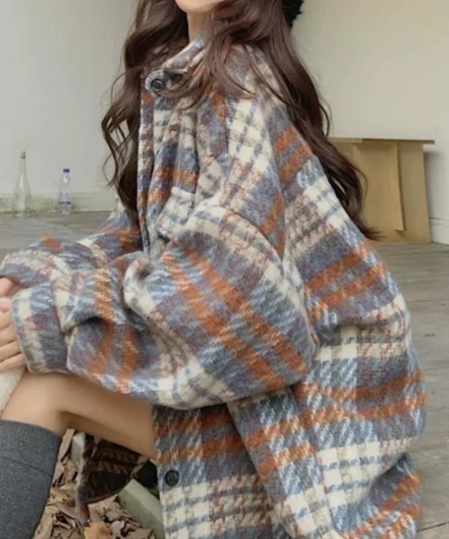CREARE -LINO-(クレアーレリノ)の「<ユニセックス商品>ビッグシルエットチェックシャツ/ブルゾン/ジャケット(その他トップス・レディース・ネイビー/ブルー/カーキ・FREE)」の19枚目の写真