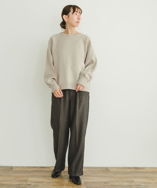 ITEMS URBANRESEARCH（アイテムズ アーバンリサーチ）の「スウェットライクニットプルオーバー（ニット/セーター・レディース・ネイビー/グリーン/オフホワイト・FREE）」の12枚目の写真