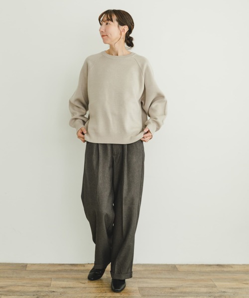 ITEMS URBANRESEARCH（アイテムズ アーバンリサーチ）の「スウェットライクニットプルオーバー（ニット/セーター・レディース・ネイビー/グリーン/オフホワイト・FREE）」の13枚目の写真