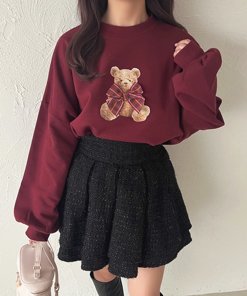 apres jour（アプレジュール）の「ベアスウェット【ZOZOTOWN限定アイテム】（スウェット・レディース・ライトピンク/アイボリー/モカ/ボルドー・X-LARGE/フリー）」の4枚目の写真