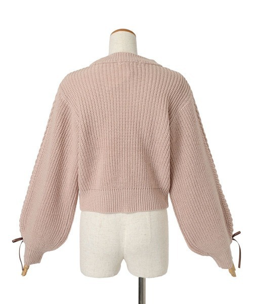 F i.n.t(フィント)の「袖リボンレースアップケーブルニットプルオーバー/fint(ニット/セーター・レディース・オフホワイト/ブルーグレー/ライトピンク・FREE)」の16枚目の写真