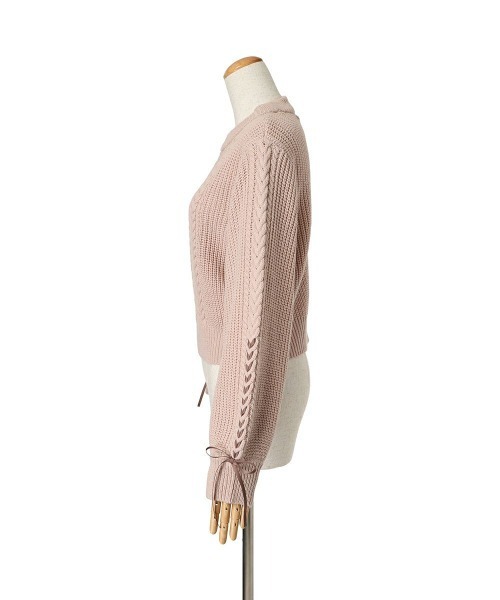 F i.n.t(フィント)の「袖リボンレースアップケーブルニットプルオーバー/fint(ニット/セーター・レディース・オフホワイト/ブルーグレー/ライトピンク・FREE)」の17枚目の写真