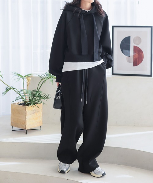 グニフニ♡スウェット解体レギンスパンツ セール】裏ファーボンディングダイバーバレルレッグカーブパンツ