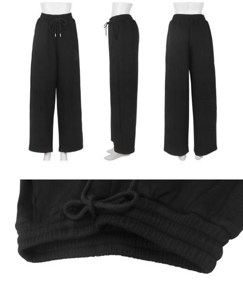 KOBE LETTUCE（コウベレタス）の「裏ファーボンディングダイバーバレルレッグカーブパンツ（スウェットパンツ・レディース・ブラック/ダークブラウン/グレー・M/PM/M-Short）」の9枚目の写真