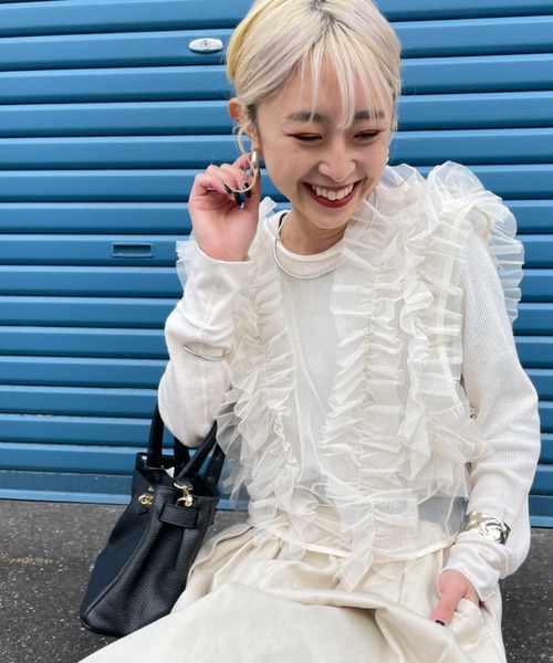 nenom/ネノム] 2WAY シアーチュールフリル リボンベスト【追加