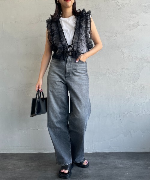 完売品　Dolce. VERYコラボ フーディーフリルベスト ネイビー 新作紹介】 チュールフリルニットトップス price: ￥8,580(tax