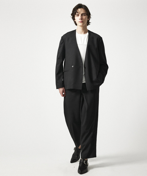 5351 POUR LES HOMMES（ゴーサンゴーイチプールオム）の「【セットアップ対応】セミダブル ノーカラー ジャケット（ノーカラージャケット・メンズ・ブラック/グレイッシュブルー・44/46/48/50）」の17枚目の写真