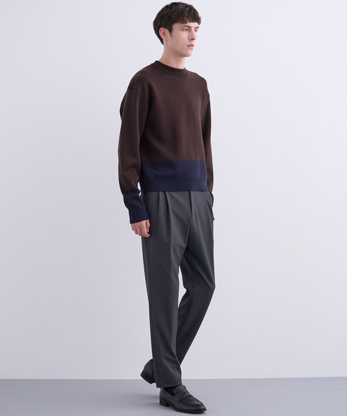 UNITED TOKYO(ユナイテッドトウキョウ)の「ウォッシャブルウールコンフォート バイカラーニット |短丈/クロップド/冬服/バイカラー/洗える/インナー/ウール(ニット/セーター・メンズ・オフホワイト/ダークグリーン/ダークブラウン・1/2)」の16枚目の写真