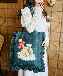 kutir | 【クティールとレトロ】TeddyBear/テディベアコラボ　リボンチェックフリルトート(ショルダーバッグ)