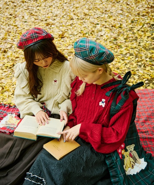 kutir（クティール）の「【クティールとレトロ】TeddyBear/テディベアコラボ　リボンチェックフリルトート（ショルダーバッグ・レディース・レッド/グリーン・FREE）」の19枚目の写真