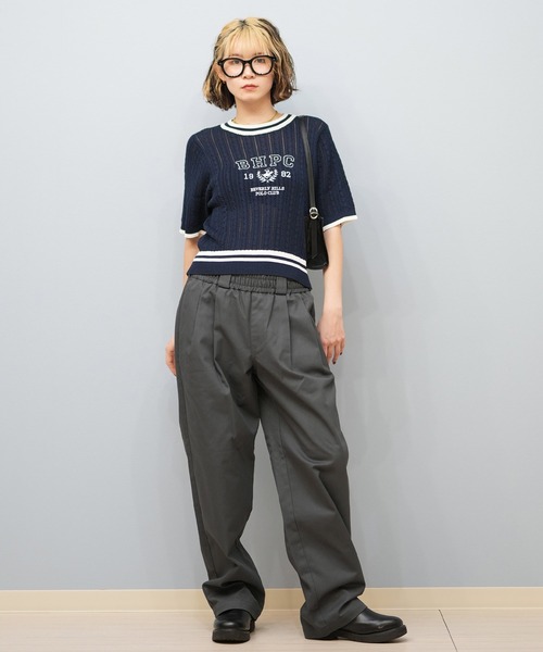 ムラサキスポーツ（ムラサキスポーツ）の「BEVERY HILLS P.C/ビバリーヒルズポロクラブ ケーブルニットTシャツ 5287-5750（Tシャツ/カットソー・レディース・ホワイト/ネイビー・M）」の10枚目の写真