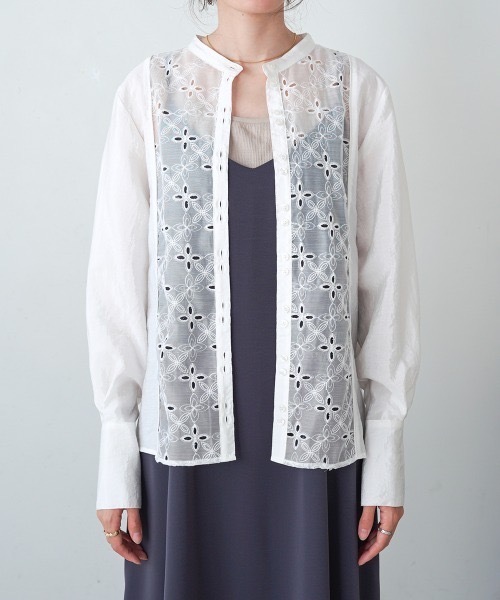 セール】フロント刺繍レースブラウス（シャツ/ブラウス）｜Bab
