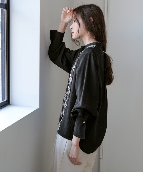 Bab(バブ)の「フロント刺繍レースブラウス(シャツ/ブラウス・レディース・アイボリー/ブラック・MEDIUM)」の18枚目の写真