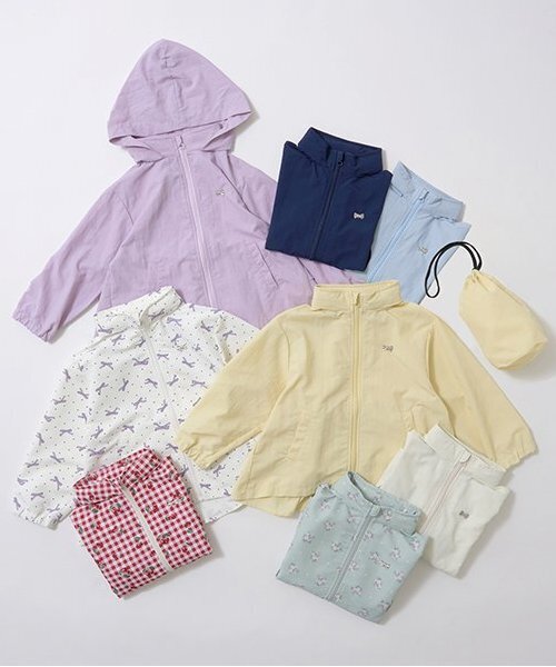 Lycee mine（リセマイン）の「【撥水加工】バックフリルAラインマウンテンパーカ(収納袋付き)（ブルゾン・キッズ・ラベンダー/ミント/アイボリー/ライラック/サックスブルー/レッド/クリーム/ネイビー・130cm/120cm/100cm/150cm/110cm/140cm）」の9枚目の写真