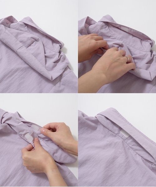 Lycee mine（リセマイン）の「【撥水加工】バックフリルAラインマウンテンパーカ(収納袋付き)（ブルゾン・キッズ・ラベンダー/ミント/アイボリー/ライラック/サックスブルー/レッド/クリーム/ネイビー・130cm/120cm/100cm/150cm/110cm/140cm）」の13枚目の写真