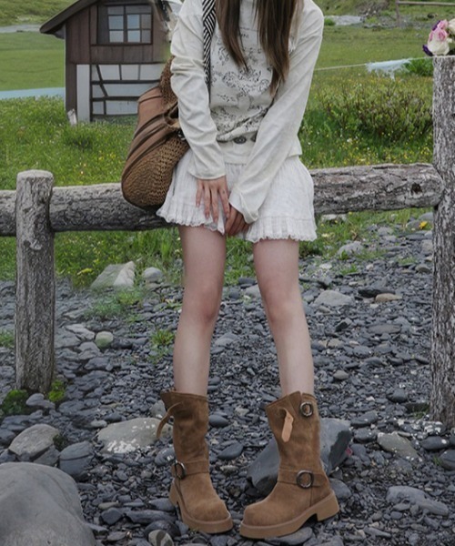 mebole(メボレ)の「バックルミドルブーツ(ブーツ・レディース・ブラック/ベージュ・LARGE/MEDIUM/SMALL)」の5枚目の写真