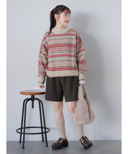 ehka sopo（エヘカソポ）の「花ジャカードプルオーバー（ニット/セーター・レディース・イエロー/レッド/ブルー/ピンク・F）」の8枚目の写真