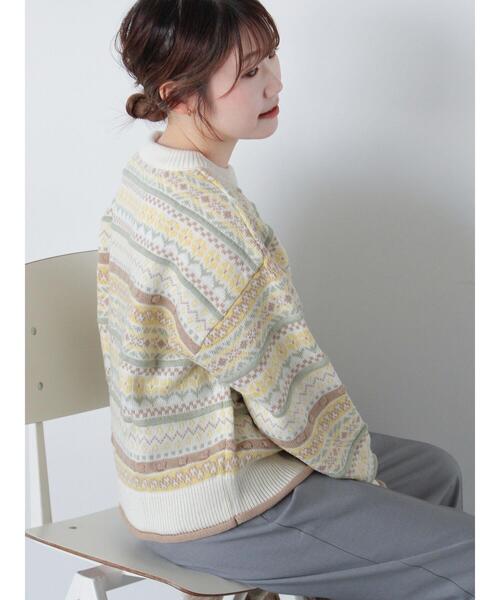 ehka sopo（エヘカソポ）の「花ジャカードプルオーバー（ニット/セーター・レディース・イエロー/レッド/ブルー/ピンク・F）」の22枚目の写真