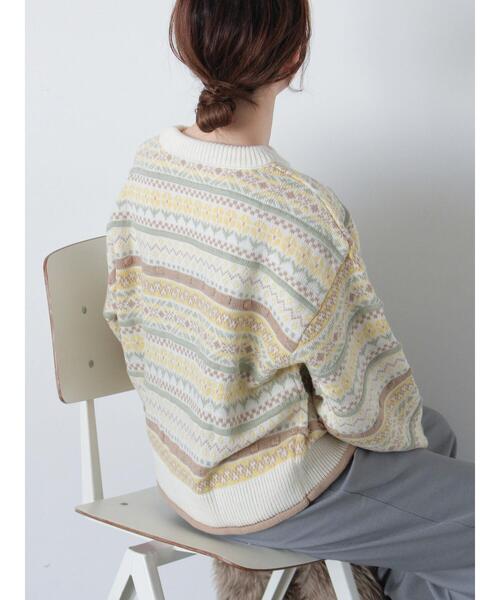 ehka sopo（エヘカソポ）の「花ジャカードプルオーバー（ニット/セーター・レディース・イエロー/レッド/ブルー/ピンク・F）」の21枚目の写真