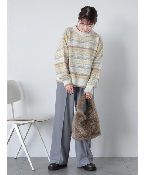 ehka sopo（エヘカソポ）の「花ジャカードプルオーバー（ニット/セーター・レディース・イエロー/レッド/ブルー/ピンク・F）」の18枚目の写真