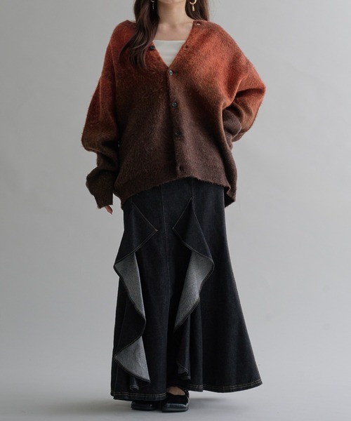 epnok（エプノック）の「グラデーションルーズカーディガン（カーディガン/ボレロ・メンズ・レッド/ネイビー/ブラック/ブルー/ライトグレー/ブラウン・LARGE/MEDIUM/SMALL）」の14枚目の写真