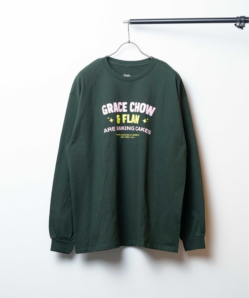 sunny branch(サニーブランチ)の「★GRACE CHOW FLAN★ L/S プリントTシャツ(Tシャツ/カットソー・レディース・グリーン/オレンジ・LARGE/X-LARGE)」の1枚目の写真