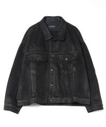 ダメージ加工」に該当するメンズのデニムジャケット（ブラック/黒色系