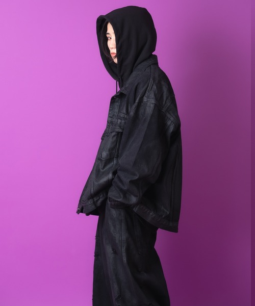 コーティング ダメージ デニム ジャケット dark opium homme OPIUM DENIM JACKET
