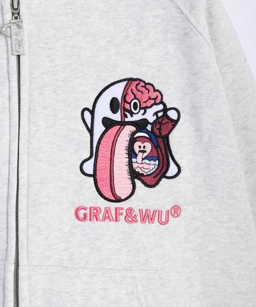GRAF&WU ベリベリ内臓フェイク ゴースト 裏起毛ベロジップパーカー