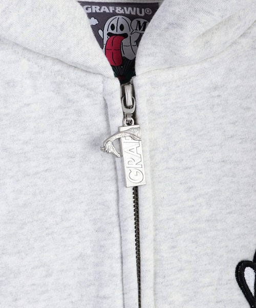GRAF&WU（グラフアンドユー）の「GRAF&WU ベリベリ内臓フェイク ゴースト 裏起毛ベロジップパーカー（パーカー・メンズ・ホワイト/ブラック・M/L/XL）」の14枚目の写真
