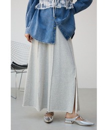 ビンテージライク裏毛フレアスカート 春服 秋服 夏服 スウェットスカート ロングスカート