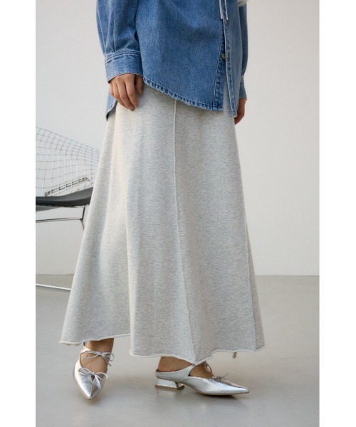 AZUL by moussy（アズールバイマウジー）の「ビンテージライク裏毛フレアスカート　春服　秋服　夏服　スウェットスカート　ロングスカート（スカート・レディース・杢グレー/ブラック・FREE）」の14枚目の写真