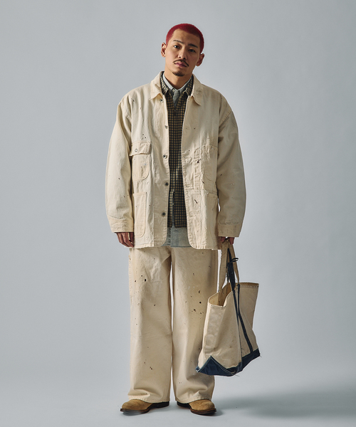J.S Homestead ホームステッド　ストライプパンツ　日本製　X1678 セール】J.S.Homestead / アイボリースプラッシュ ペインター