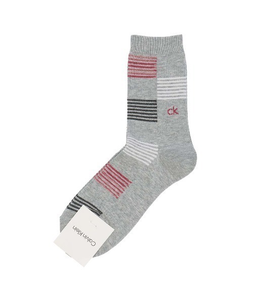 Calvin Klein（カルバン・クライン）の「Calvin Klein メンズ ボーダーブロック ミドルソックス 02542270（ソックス/靴下・メンズ・オフホワイト/ダークグレー/グレー系その他/ダークネイビー・25-27CM）」の4枚目の写真