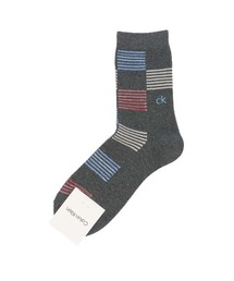 Calvin Klein メンズ ボーダーブロック ミドルソックス 02542270