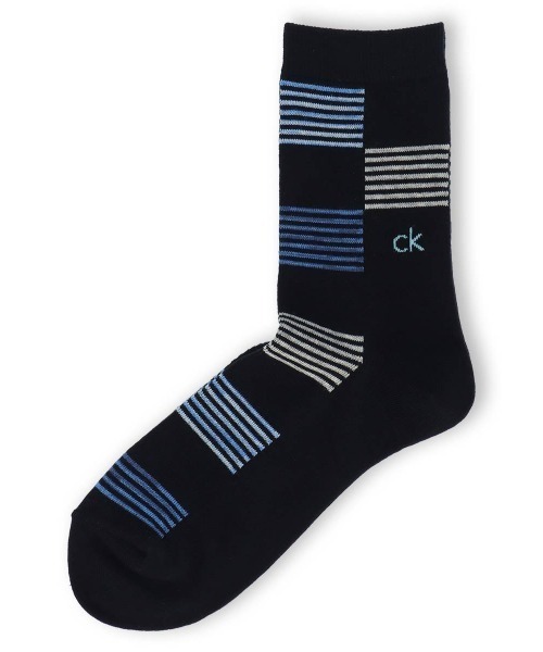 Calvin Klein（カルバン・クライン）の「Calvin Klein メンズ ボーダーブロック ミドルソックス 02542270（ソックス/靴下・メンズ・オフホワイト/ダークグレー/グレー系その他/ダークネイビー・25-27CM）」の9枚目の写真