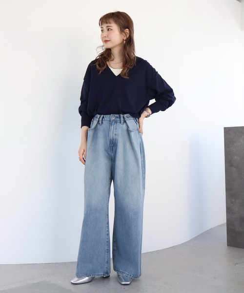 AMERICAN HOLIC(アメリカンホリック)の「Vネックニットプルオーバー(ニット/セーター・レディース・ピンク/ネイビー/グレー系その他/ライトイエロー・L/M)」の5枚目の写真