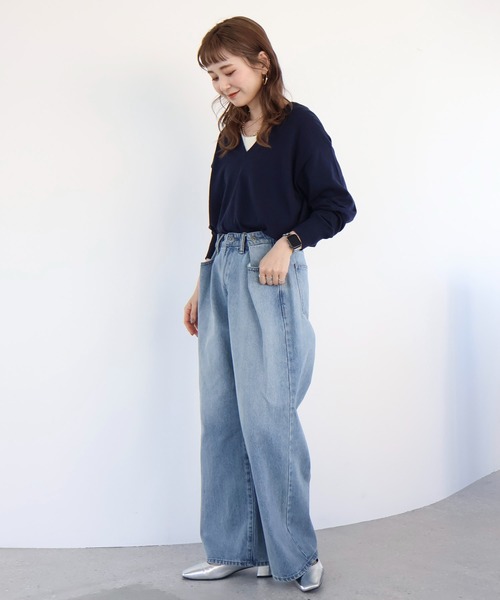 AMERICAN HOLIC(アメリカンホリック)の「Vネックニットプルオーバー(ニット/セーター・レディース・ピンク/ネイビー/グレー系その他/ライトイエロー・L/M)」の6枚目の写真
