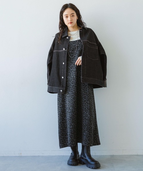 RAGEBLUE(レイジブルー)の「バックリボン/レオパードキャミワンピース(ワンピース・レディース・グレー系/ブラウン系・FREE)」の3枚目の写真