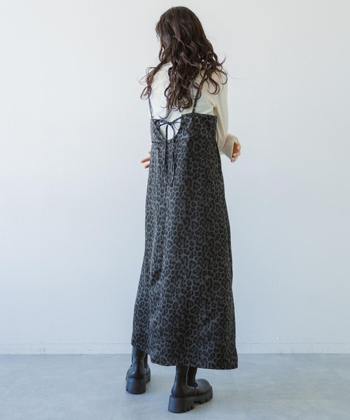 RAGEBLUE(レイジブルー)の「バックリボン/レオパードキャミワンピース(ワンピース・レディース・グレー系/ブラウン系・FREE)」の6枚目の写真