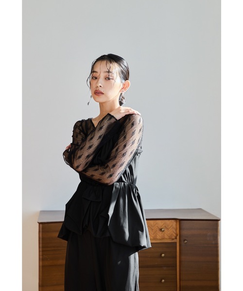 niana（ニアナ）の「バルーンキャミセットアップ 3点セット ビスチェ レースブラウス パンツドレス オールインワン 結婚式 成人式 二次会 同窓会 セレモニー パーティードレス オケージョンドレス お呼ばれ（パンツドレス・レディース・ブラック/カーキ/チャコール・L/M/S）」の17枚目の写真