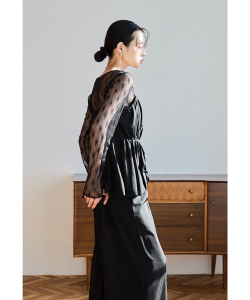 ３点セット ビスチェ 長袖武ブラウス ワイドパンツ きれいめ 3piece刺繍リボンビスチェ＆タックワイドパンツセットアップ