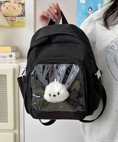 shopnikoniko（ショップニコニコ）の「痛バ リュック 痛バッグ 推し活 クリアポケット付き ミニリュックサック（バックパック/リュック・レディース・ブラック/ホワイト・フリー）」の7枚目の写真