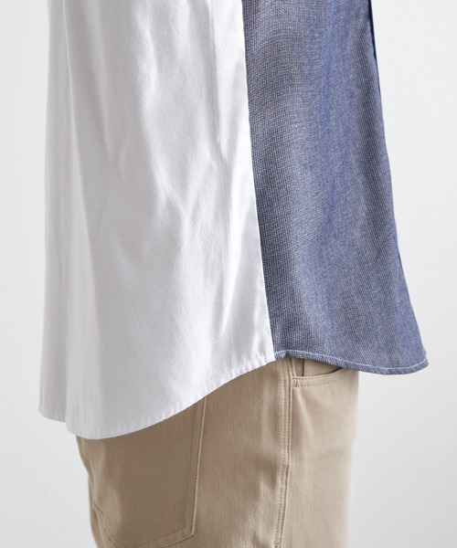 ikka(イッカ)の「ブロックスパイピング切り替えシャツ(シャツ/ブラウス・メンズ・ネイビー/ホワイト・M/L/XL/S)」の12枚目の写真