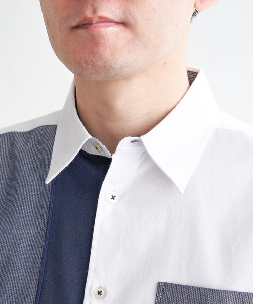 ikka(イッカ)の「ブロックスパイピング切り替えシャツ(シャツ/ブラウス・メンズ・ネイビー/ホワイト・M/L/XL/S)」の13枚目の写真