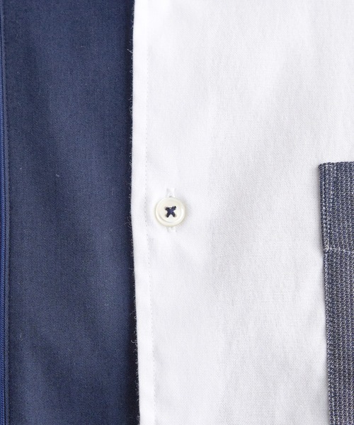 ikka(イッカ)の「ブロックスパイピング切り替えシャツ(シャツ/ブラウス・メンズ・ネイビー/ホワイト・M/L/XL/S)」の15枚目の写真