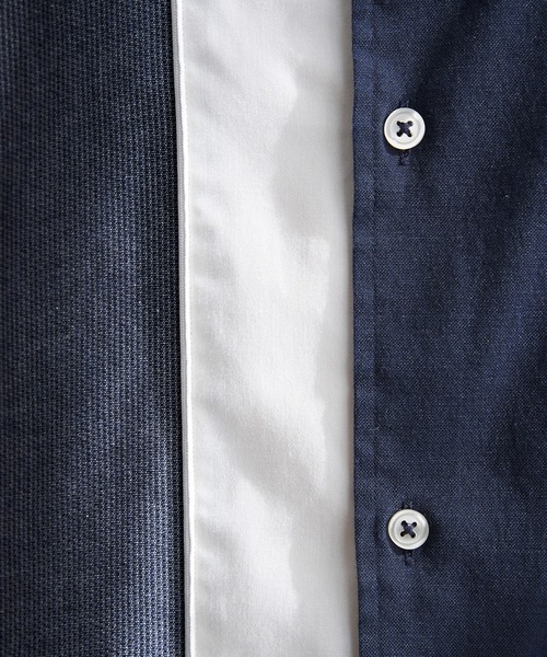 ikka(イッカ)の「ブロックスパイピング切り替えシャツ(シャツ/ブラウス・メンズ・ネイビー/ホワイト・M/L/XL/S)」の17枚目の写真